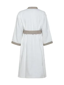 coincasa Accappatoi E Ciabatte|Biancheria Bagno|Accappatoio bordo lino Thermae Bianco/Marrone