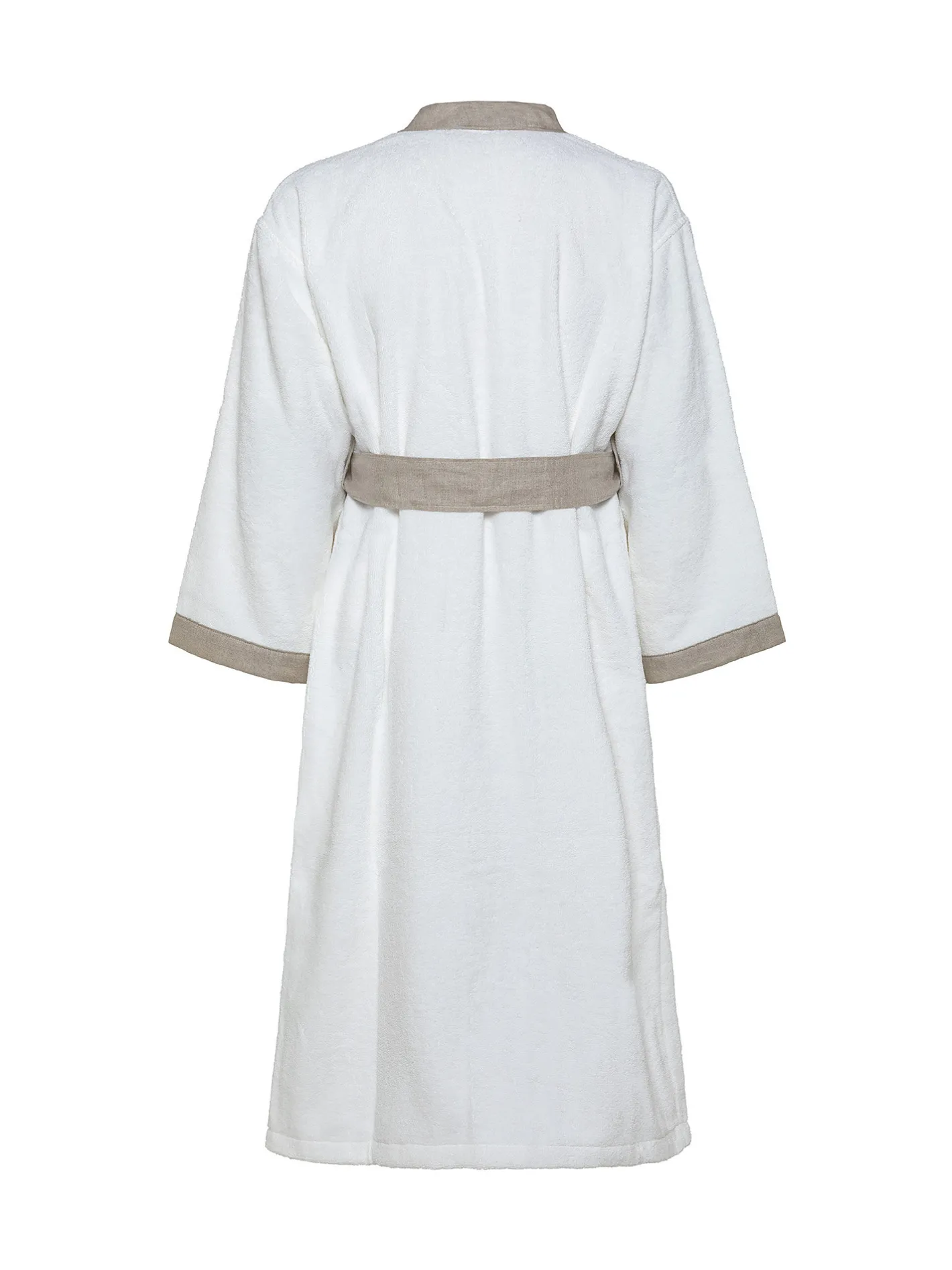 coincasa Accappatoi E Ciabatte|Biancheria Bagno|Accappatoio bordo lino Thermae Bianco/Marrone