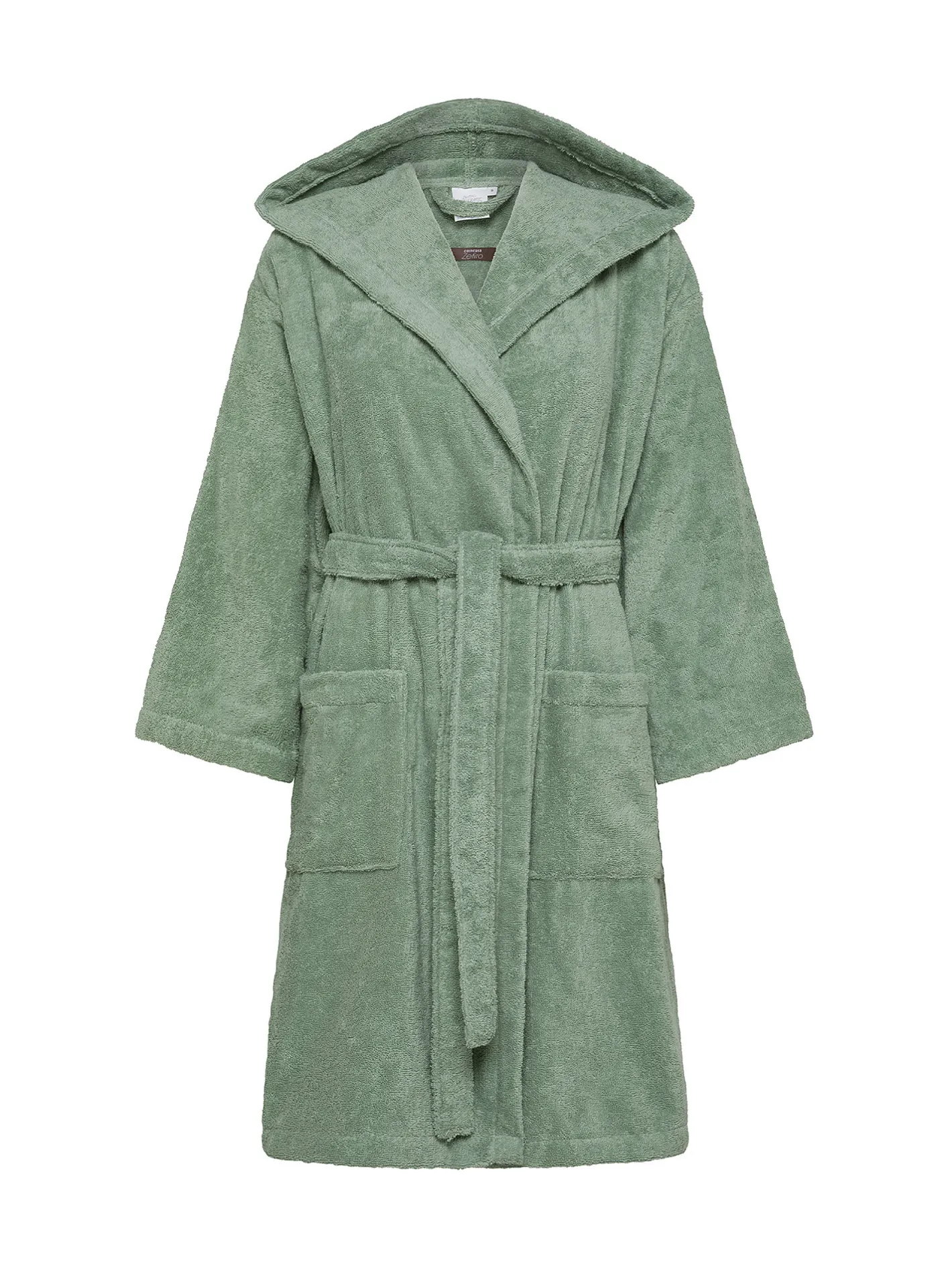 coincasa Accappatoi E Ciabatte|Biancheria Bagno|Accappatoio puro cotone tinta unita Zefiro Verde salvia