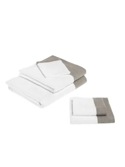 coincasa Asciugamani|Biancheria Bagno|Asciugamano balza in lino Bianco/Marrone