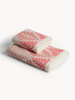 coincasa Asciugamani|Asciugamano bordo jacquard fantasia foglie Rosa