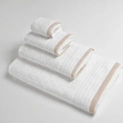coincasa Asciugamani|Biancheria Bagno|Asciugamano con lavorazione dots a rilievo Portofino Bianco/Beige