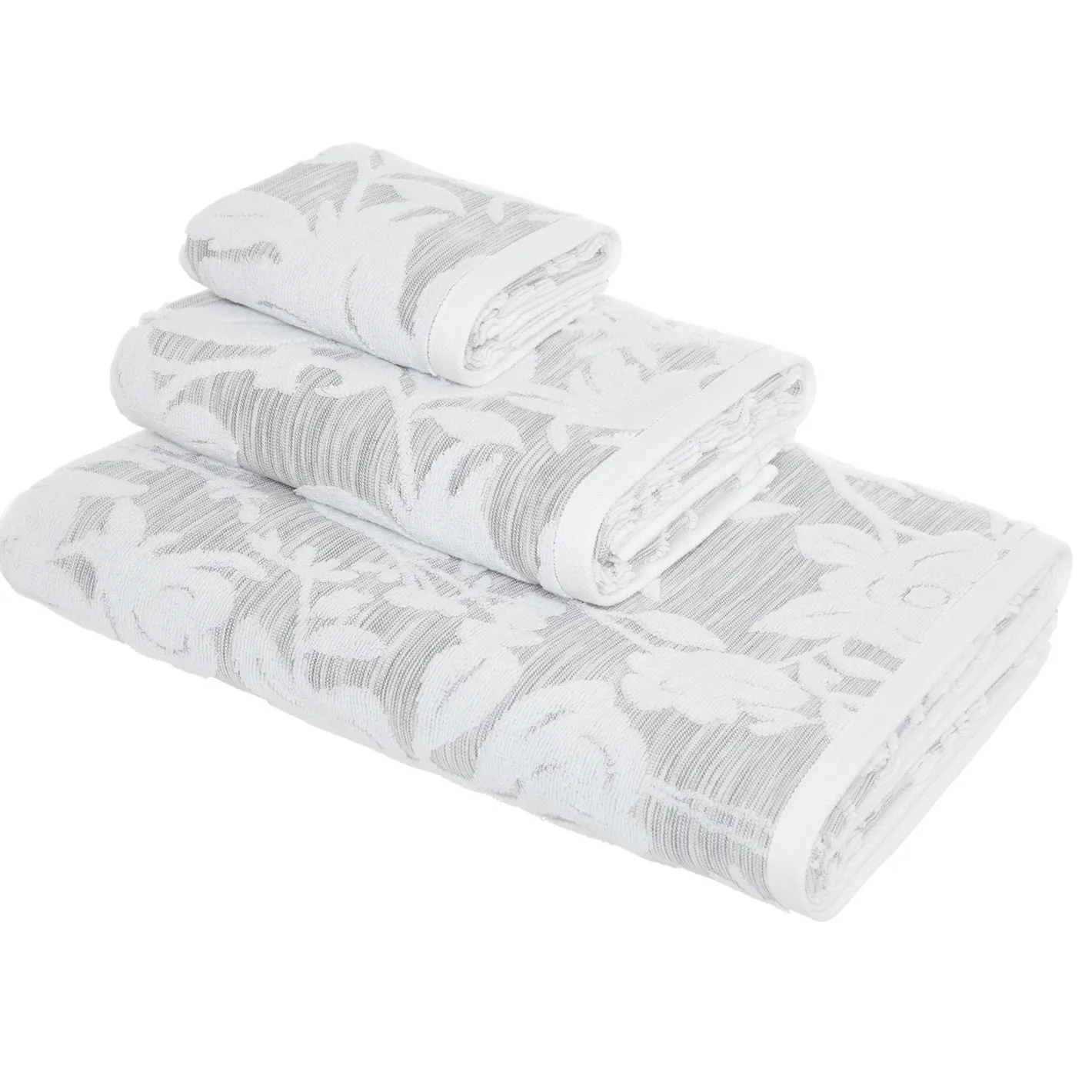 coincasa Asciugamani|Biancheria Bagno|Asciugamano cotone jacquard motivo floreale Portofino Grigio chiaro