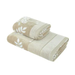 coincasa Asciugamani|Biancheria Bagno|Asciugamano cotone velour motivo floreale Portofino Beige