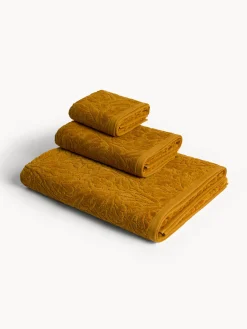 coincasa Asciugamani|Asciugamano in cotone velour motivo in rilievo Giallo ocra