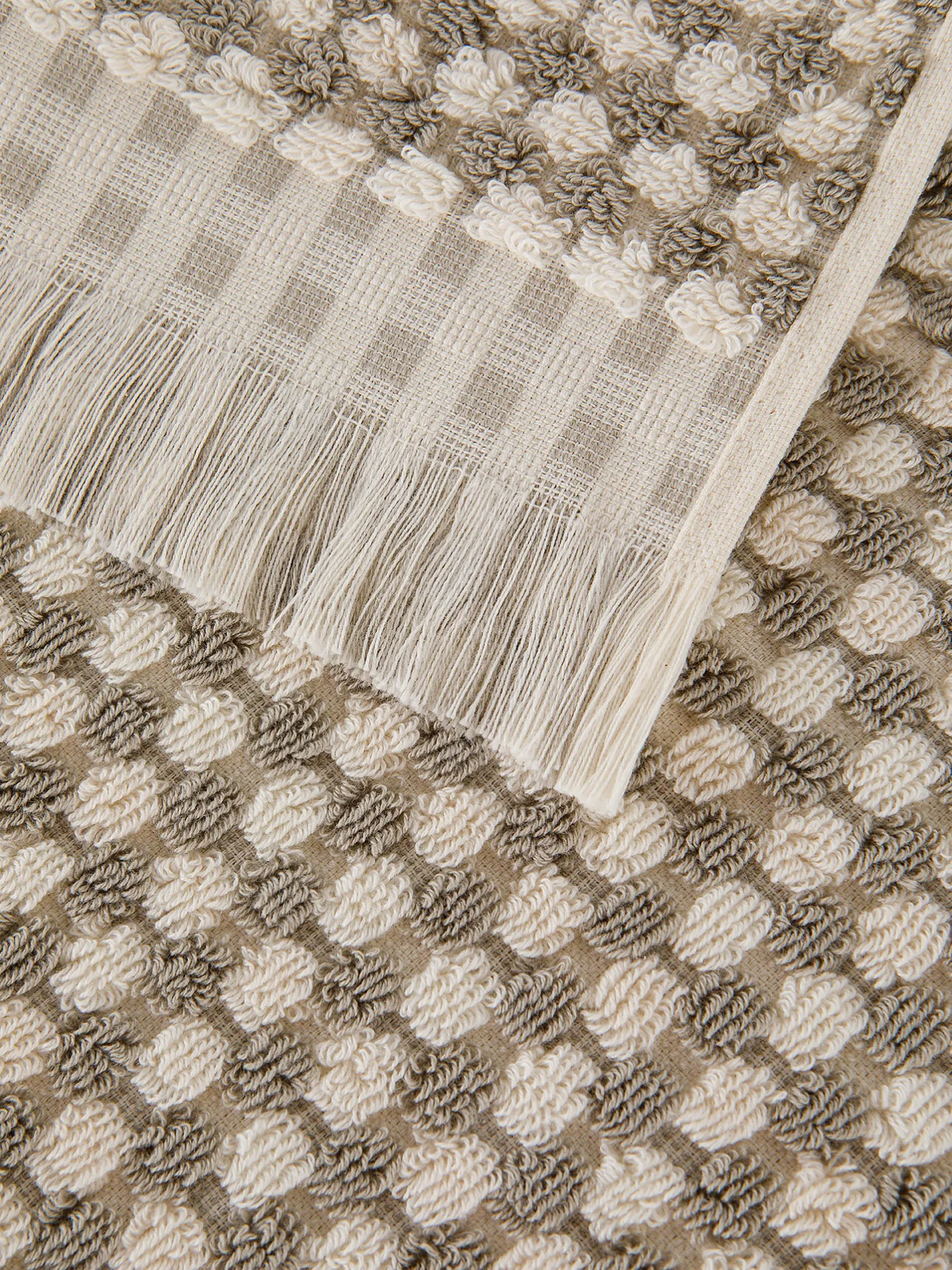 coincasa Asciugamani|Biancheria Bagno|Asciugamano puro cotone trama scacchiera Thermae Bianco/Grigio