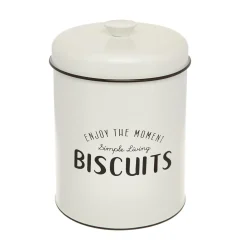 Contenitori E Cestini|Barattolo ferro smaltato Biscuits Bianco