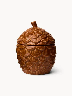 coincasa Contenitori E Cestini|Coppe E Contenitori Natalizi|Barattolo in ceramica a pigna Marrone