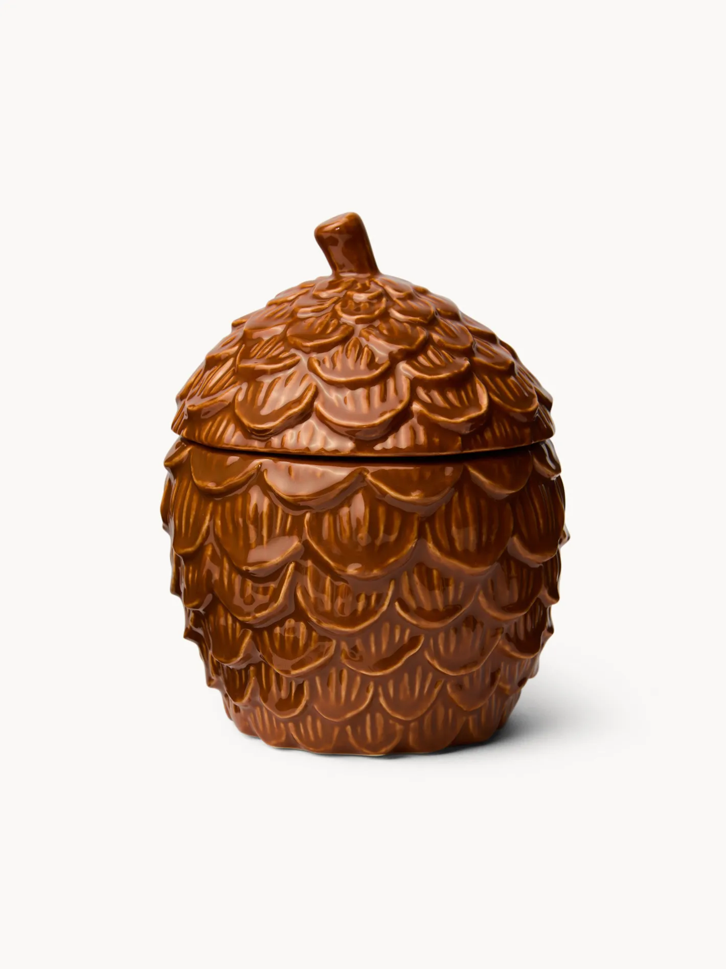 coincasa Contenitori E Cestini|Coppe E Contenitori Natalizi|Barattolo in ceramica a pigna Marrone