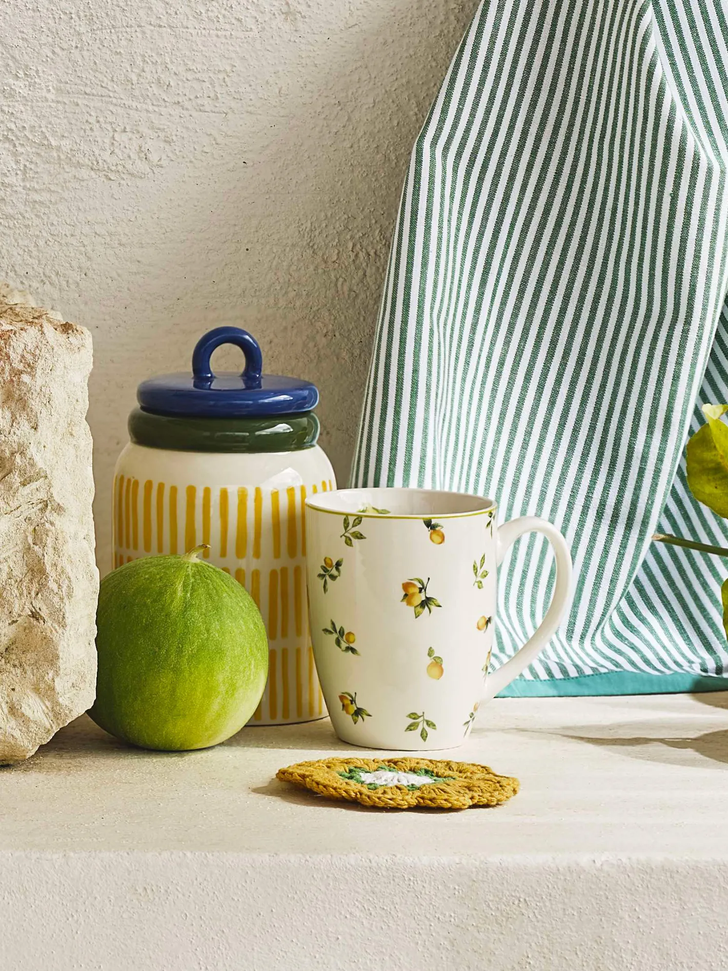 Contenitori E Cestini|Barattolo in ceramica a righe Multicolor