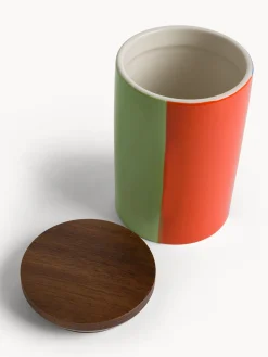 Contenitori E Cestini|Barattolo in ceramica a righe Multicolor