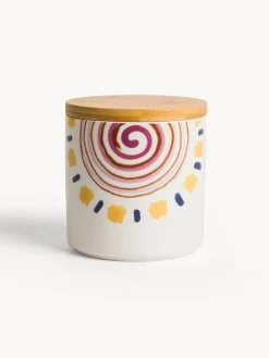 Contenitori E Cestini|Barattolo in porcellana con coperchio in bambo Bianco