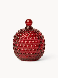 coincasa Contenitori E Cestini|Coppe E Contenitori Natalizi|Barattolo in vetro stampato Rosso