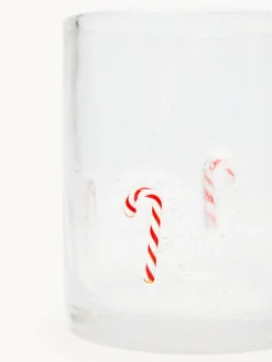 coincasa Bicchieri E Calici|Bicchieri E Calici Natalizi|Bicchiere in vetro con applicazioni bastoncini di zucchero Trasparente