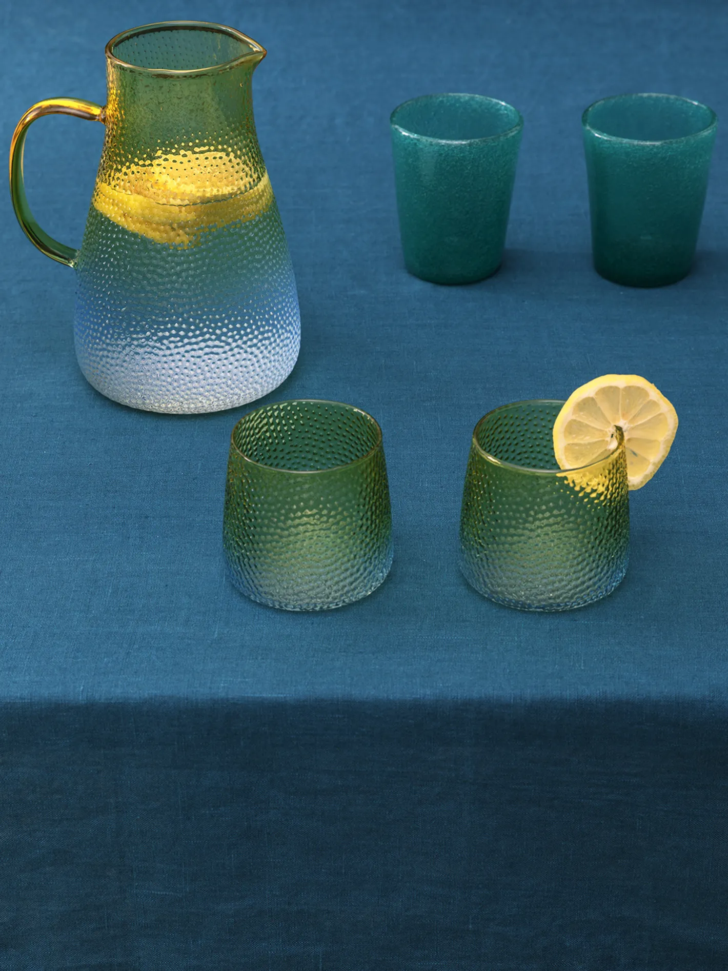 coincasa Bicchieri E Calici|Bicchiere vetro colorato in pasta Matera Petrolio