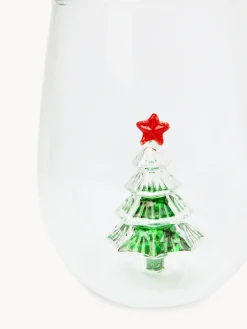 coincasa Bicchieri E Calici|Bicchieri E Calici Natalizi|Bicchieri in vetro borosilicato dettaglio alberi paillettes Trasparente