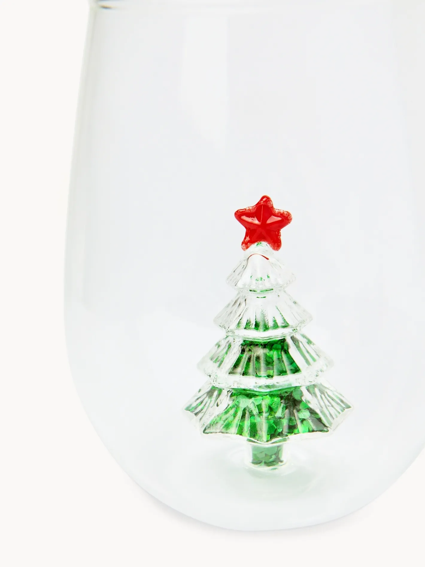 coincasa Bicchieri E Calici|Bicchieri E Calici Natalizi|Bicchieri in vetro borosilicato dettaglio alberi paillettes Trasparente