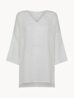 Homewear|Caftano in mussola di cotone tinta unita Bianco