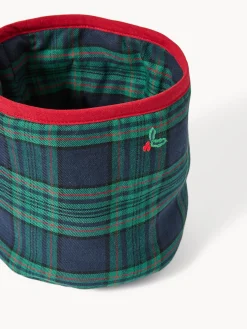 coincasa Contenitori E Cestini|Cestino da cucina in twill di cotone con ricami agrifoglio Blu