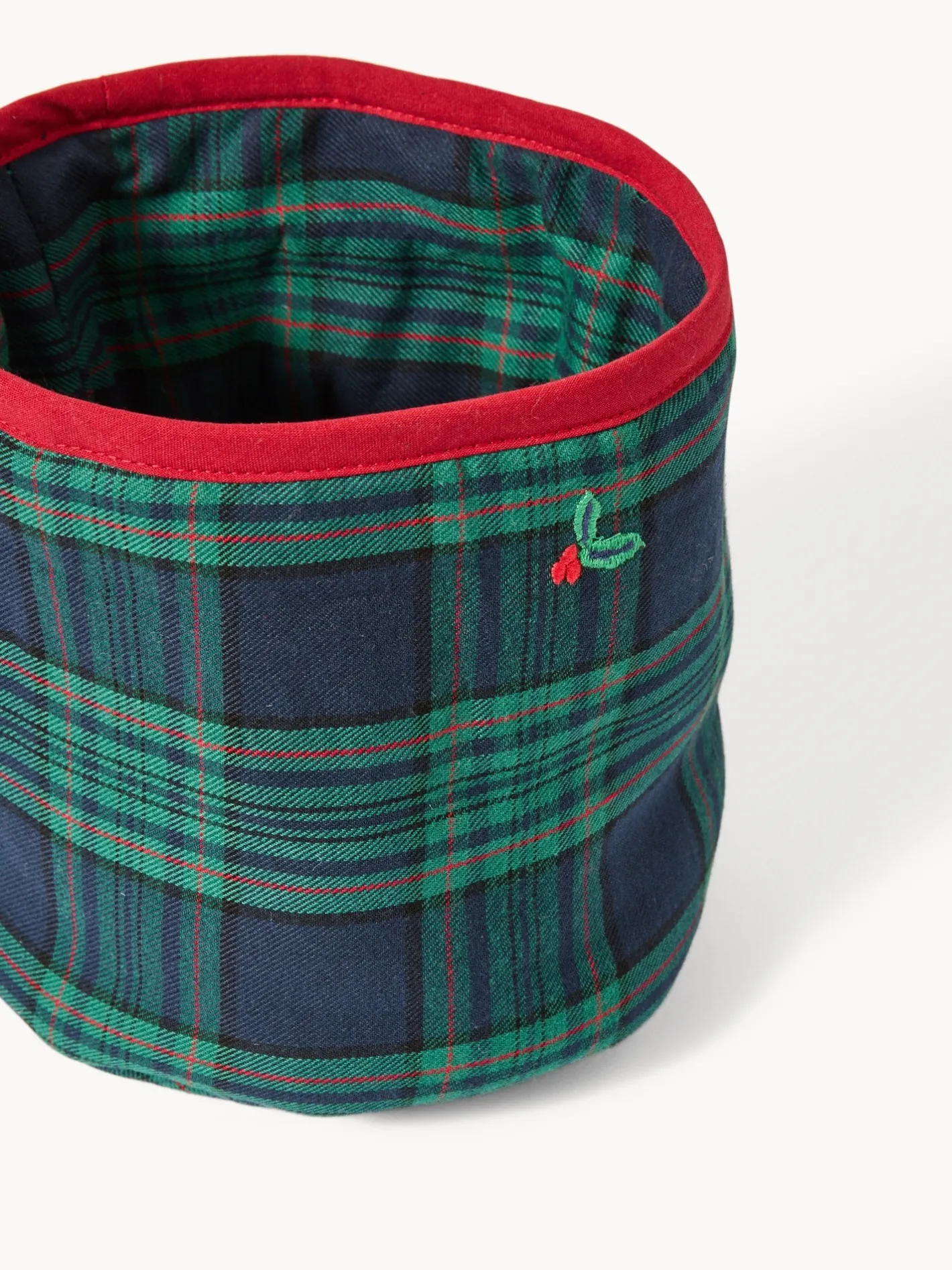 coincasa Contenitori E Cestini|Cestino da cucina in twill di cotone con ricami agrifoglio Blu