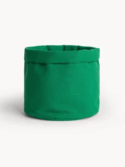 coincasa Contenitori E Cestini|Cestino rotondo in slub di cotone tinta unita Verde