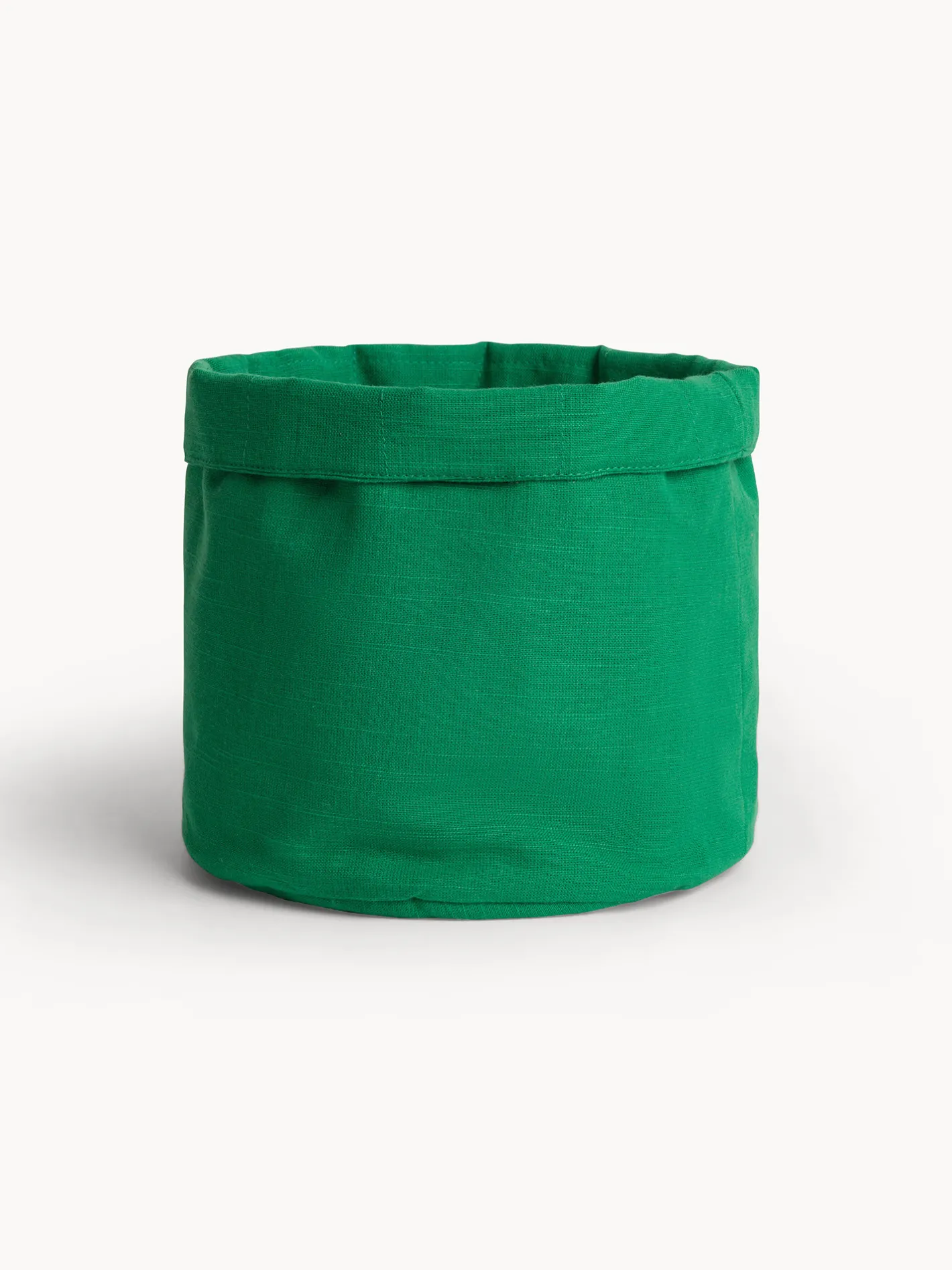 coincasa Contenitori E Cestini|Cestino rotondo in slub di cotone tinta unita Verde