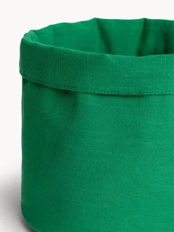 coincasa Contenitori E Cestini|Cestino rotondo in slub di cotone tinta unita Verde