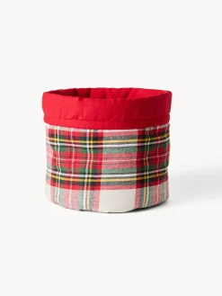 coincasa Contenitori E Cestini|Cestino rotondo tartan in puro cotone tinto filo Multicolor