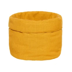 coincasa Contenitori E Cestini|Cestino rotondo trapuntato mèlange Giallo ocra