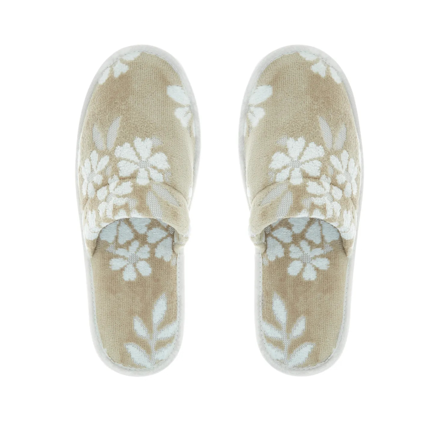 coincasa Accappatoi E Ciabatte|Biancheria Bagno|Ciabatte spugna di cotone motivo floreale Beige