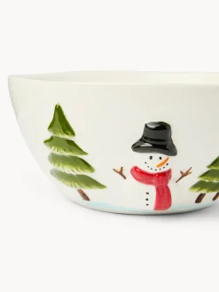 coincasa Coppe E Coppette|Coppe E Contenitori Natalizi|Coppa in ceramica motivo pupazzo di neve Bianco