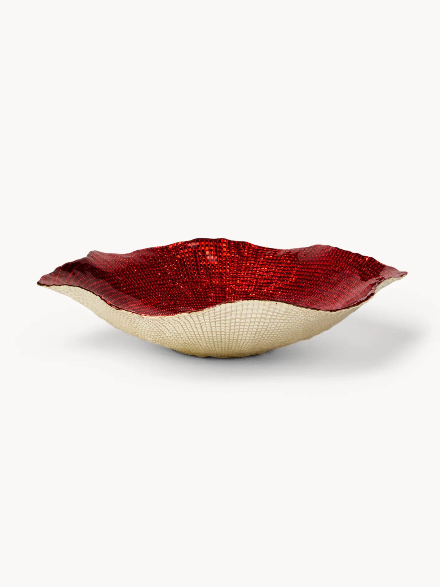 coincasa Coppe E Coppette|Coppe E Contenitori Natalizi|Coppa in vetro ondulata Rosso