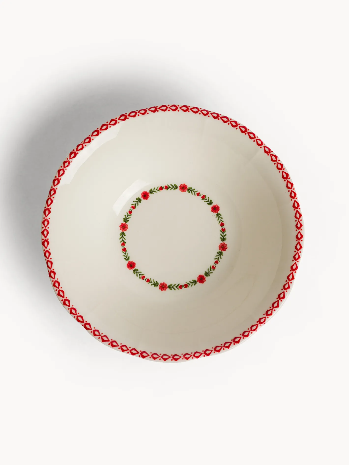 Coppe E Coppette|Coppetta in ceramica dettaglio fiore rosso Bianco