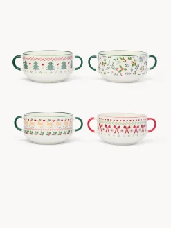 coincasa Coppe E Coppette|Coppe E Contenitori Natalizi|Coppette pane in new bone china decoro crochet Bianco