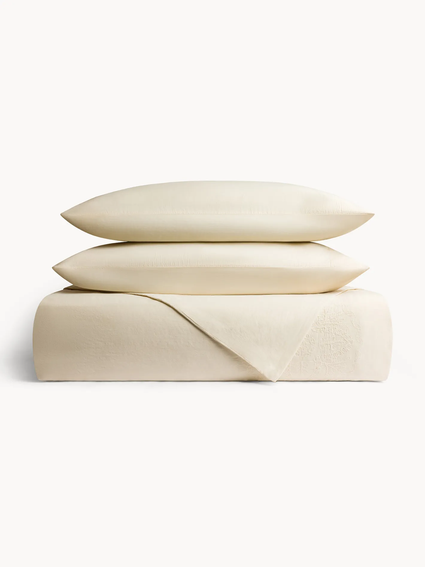 coincasa Biancheria Da Letto|Copripiumini|Copripiumino in cotone lavato ricamato Bianco