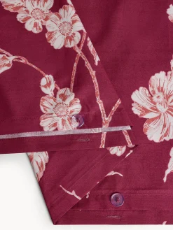 coincasa Biancheria Da Letto|Copripiumini|Copripiumino in cotone percalle stampa floreale Rosso bordeaux