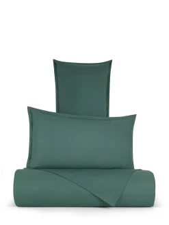 coincasa Biancheria Da Letto|Copripiumini|Copripiumino in cotone percalle Zefiro Verde scuro