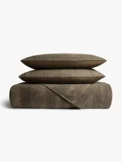 coincasa Biancheria Da Letto|Copripiumino in puro cotone lavato lavorazione waffle Grigio chiaro