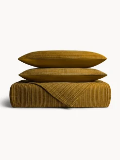 coincasa Biancheria Da Letto|Copripiumino in puro cotone lavato lavorazione waffle Giallo ocra