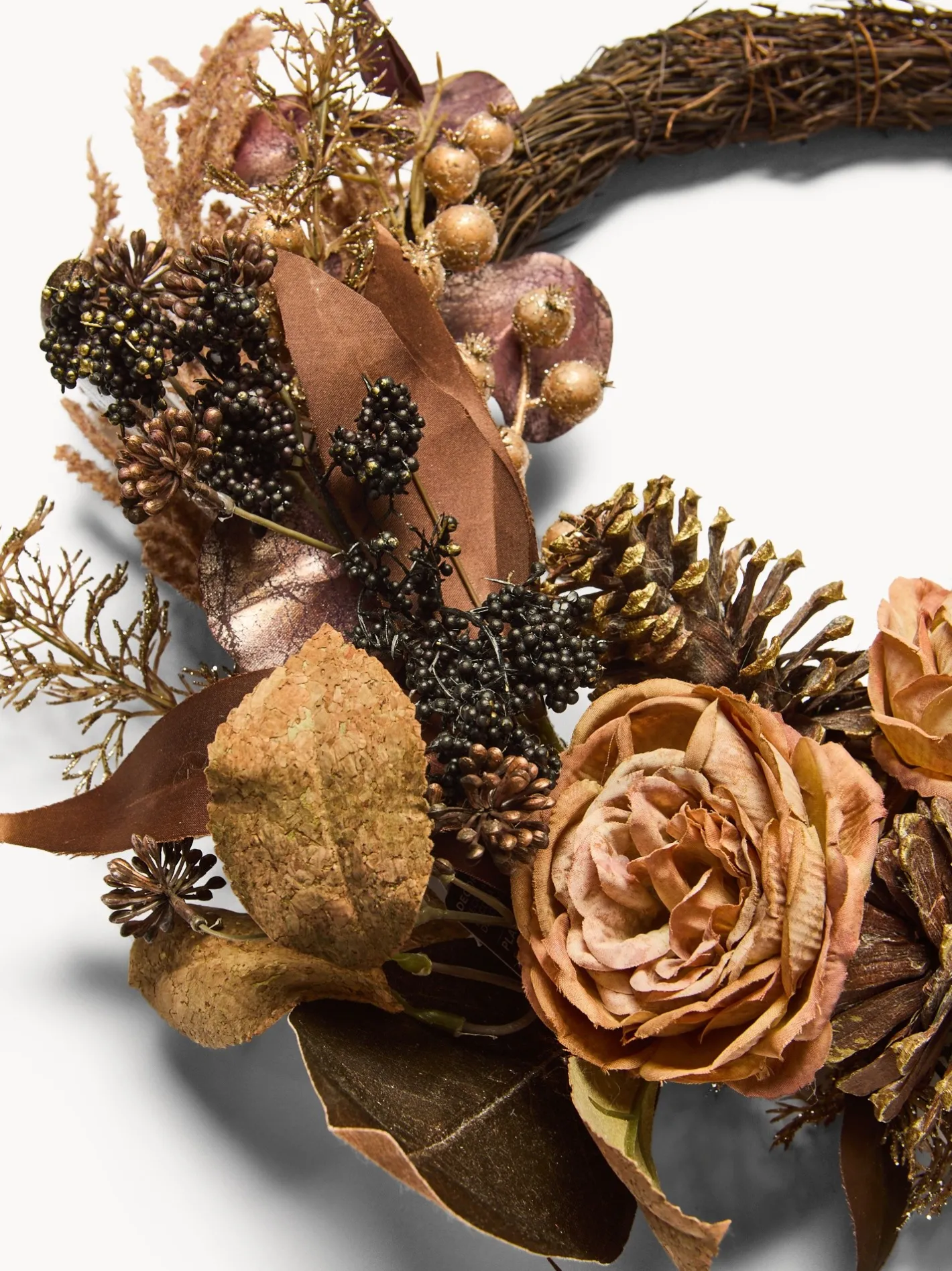 coincasa Altre Decorazioni Natalizie|Corona con fiori finti autunnali Marrone