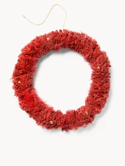 coincasa Ghirlande Natalizie|Corona fatta di tessuti Rosso