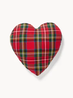 coincasa Cuscini Divano|Cuscini Natalizi|Cuscino a forma di cuore tartan Rosso