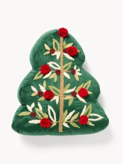 coincasa Cuscini Divano|Cuscini Natalizi|Cuscino albero di Natale ricamato Verde