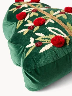 coincasa Cuscini Divano|Cuscini Natalizi|Cuscino albero di Natale ricamato Verde