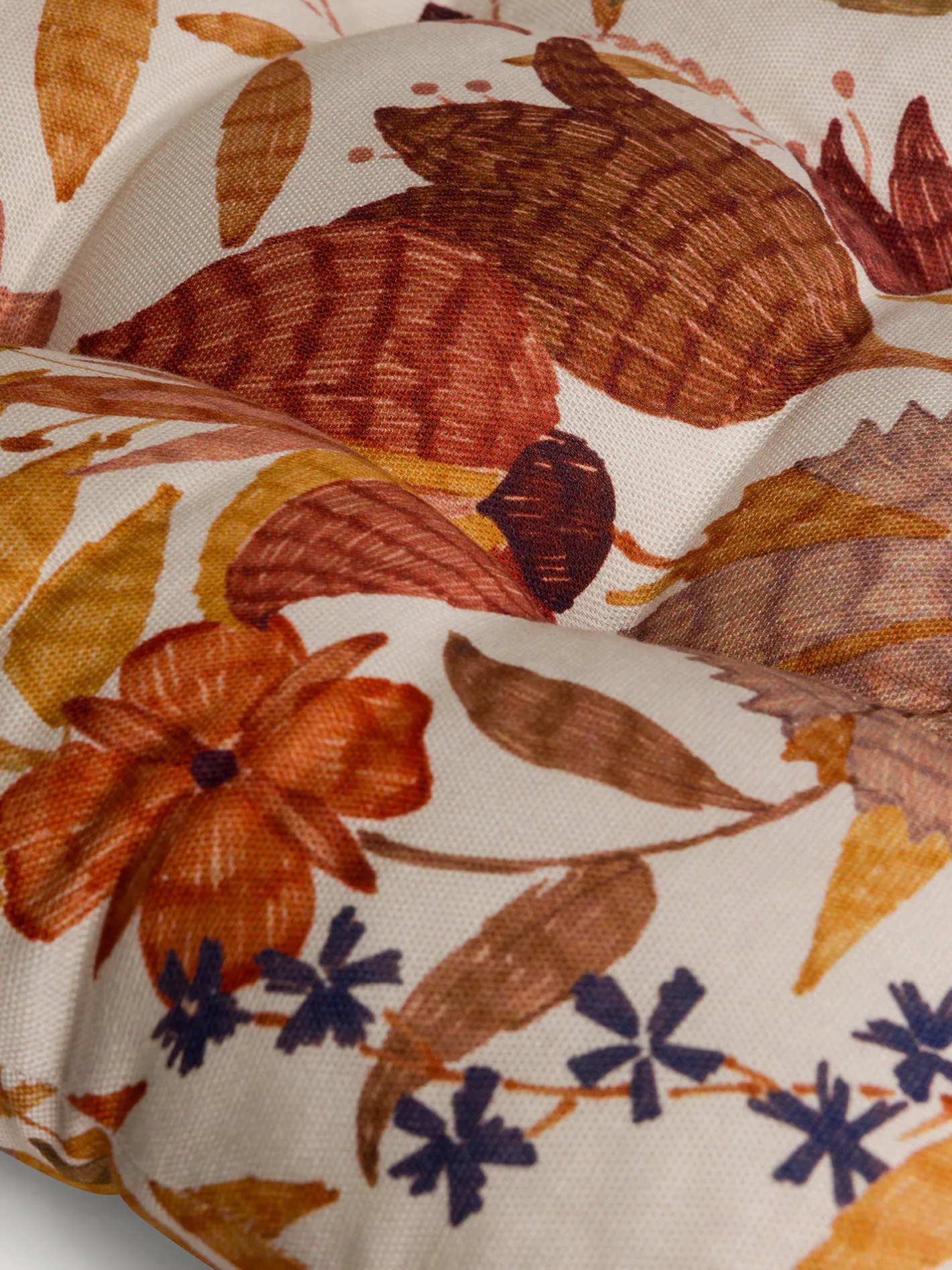 coincasa Cuscini Per Sedie|Cuscino da sedia con lacci in panama di puro cotone stampa foliage Arancione