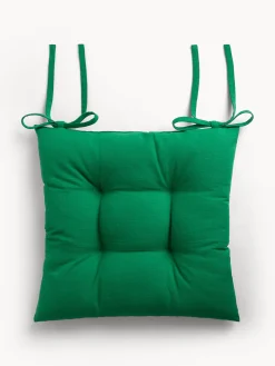 coincasa Cuscini Per Sedie|Cuscino da sedia con lacci in slub di cotone tinta unita Verde