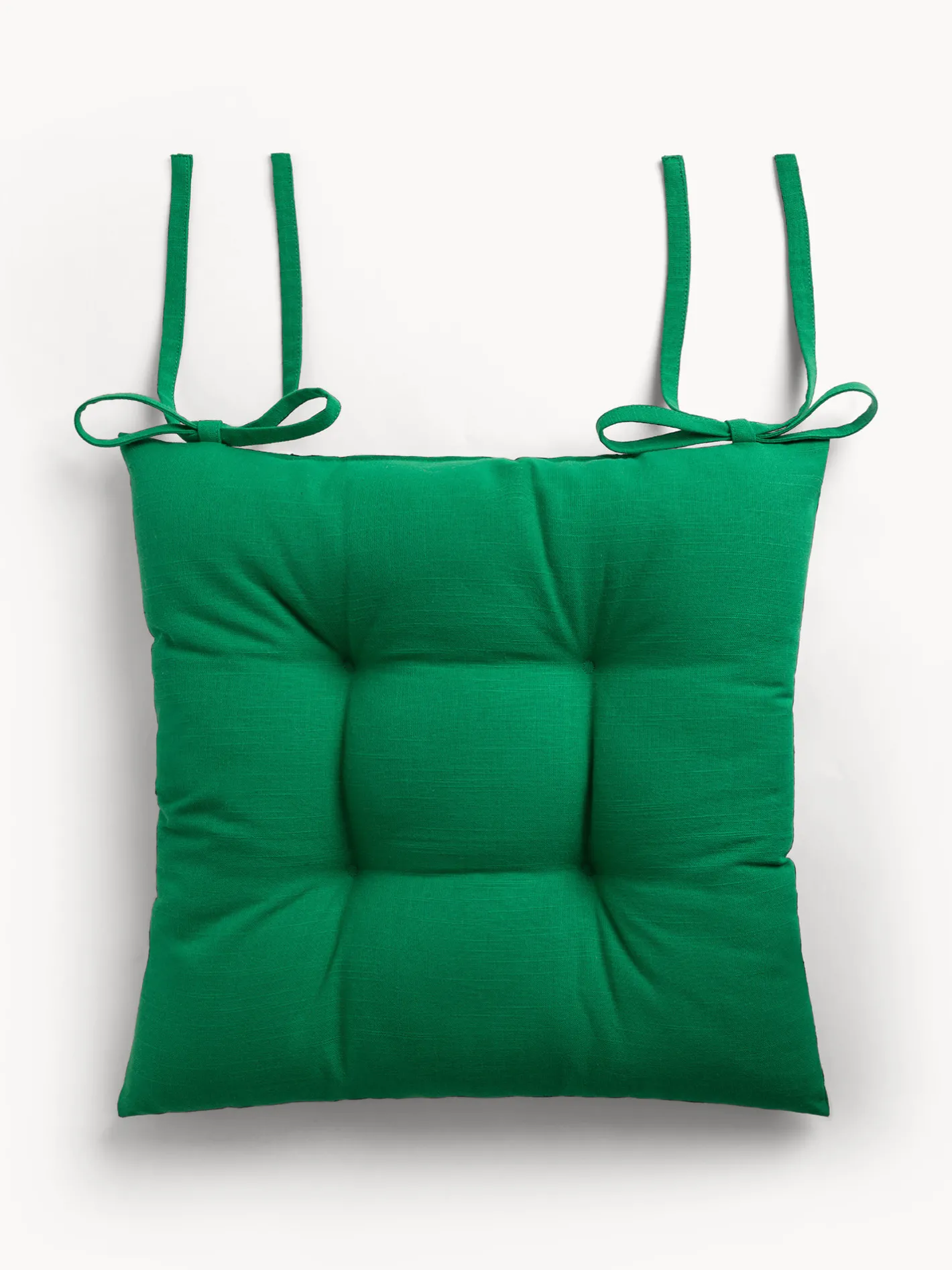 coincasa Cuscini Per Sedie|Cuscino da sedia con lacci in slub di cotone tinta unita Verde