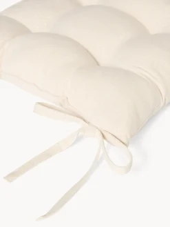 coincasa Cuscini Per Sedie|Cuscino da sedia con lacci in cotone e lurex Bianco