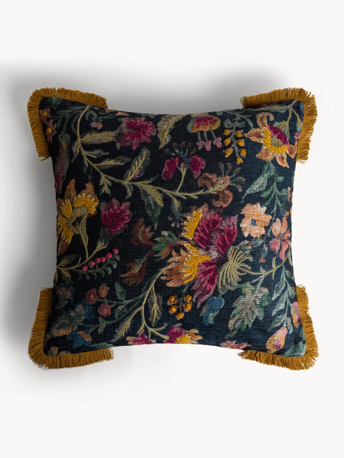 coincasa Cuscini|Cuscini Divano|Cuscino 45x45 cm con stampa floreale e frange Multicolor