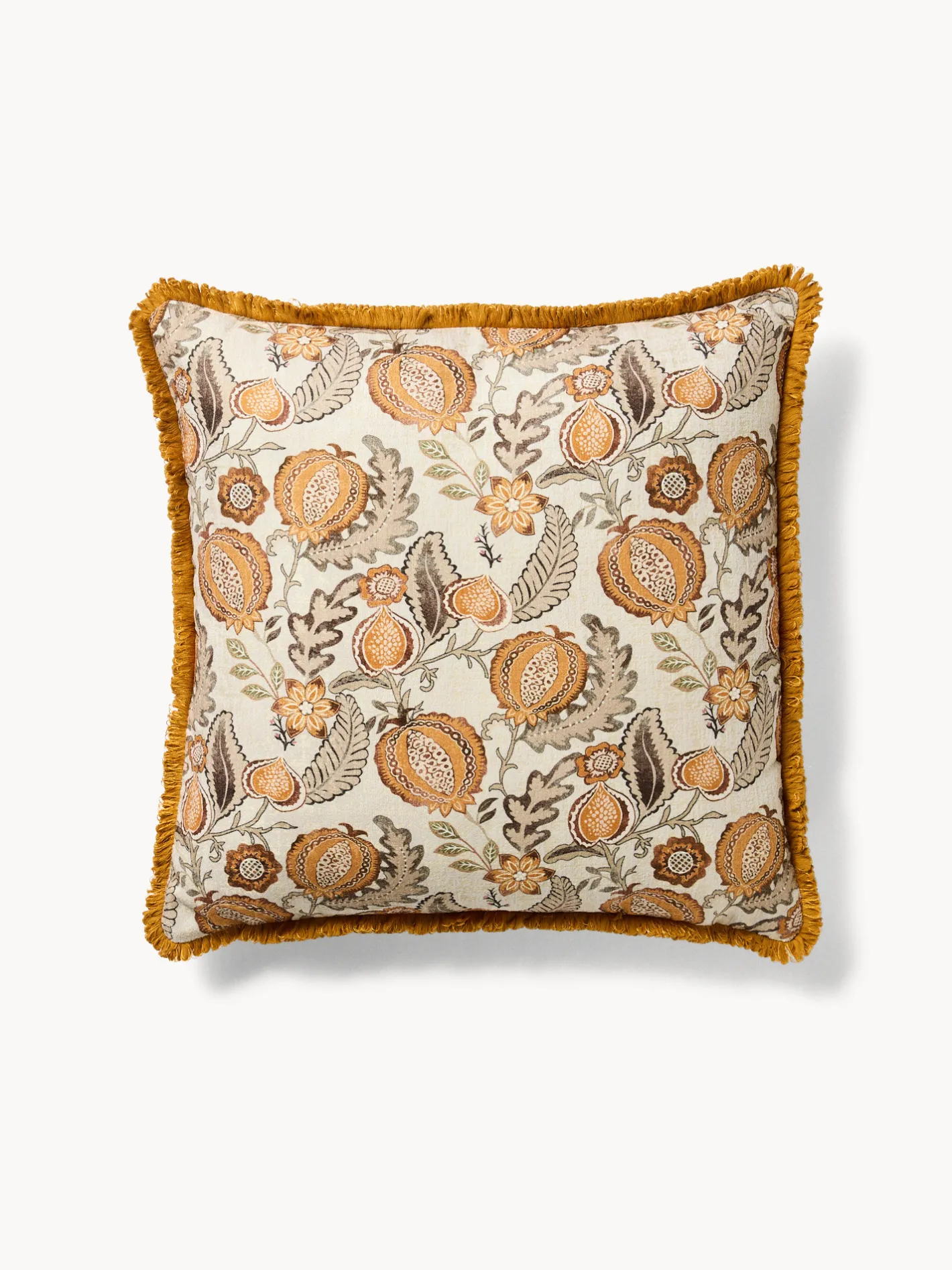 coincasa Cuscini|Cuscini Divano|Cuscino 45x45 cm con stampa melograno e frangette Giallo ocra